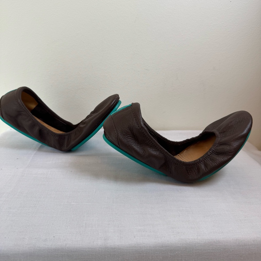 Tieks Brown Leather ballet flats office corporate events, comfy girly 0046 - Picture 4 of 17
